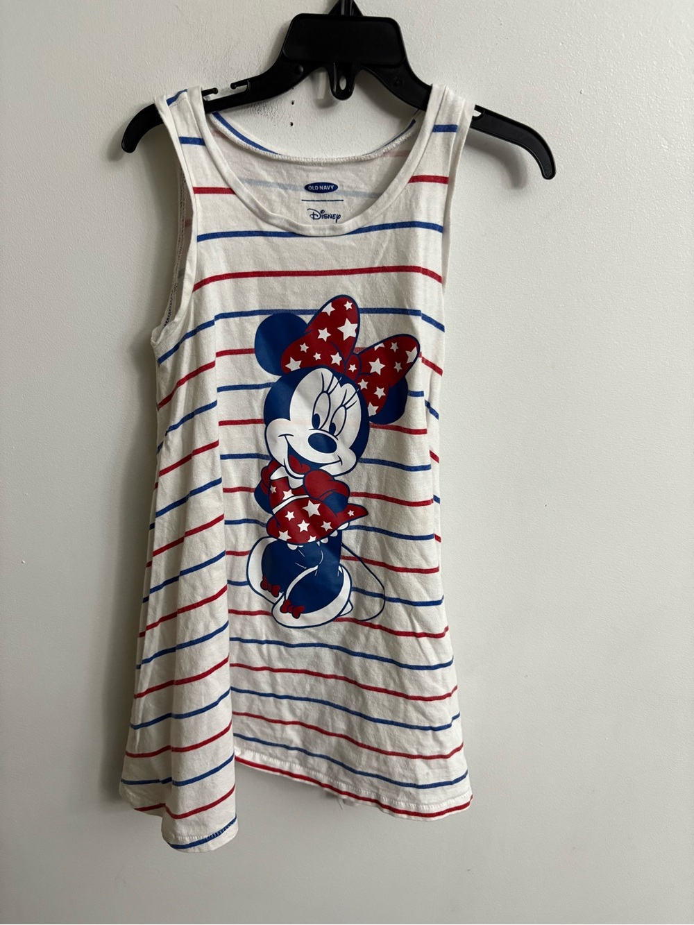 4/30$ Old Navy X Disney White Red Blue Minnie Mouse Striped Tank Dress 5 years